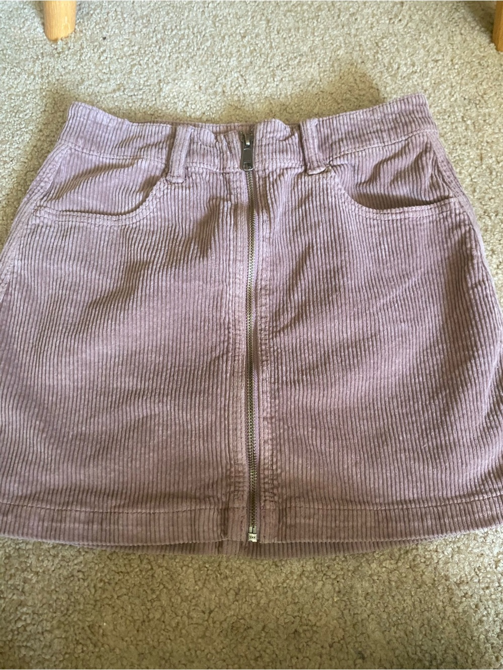 American Eagle Super Stretch Mauve Pink Corduroy Full Zip Mini Skirt 2 Regular